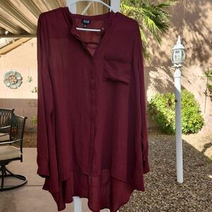 a.n.a Women's XL Burgundy Long Sleeve Top